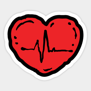 Heart with heartbeat wave Sticker